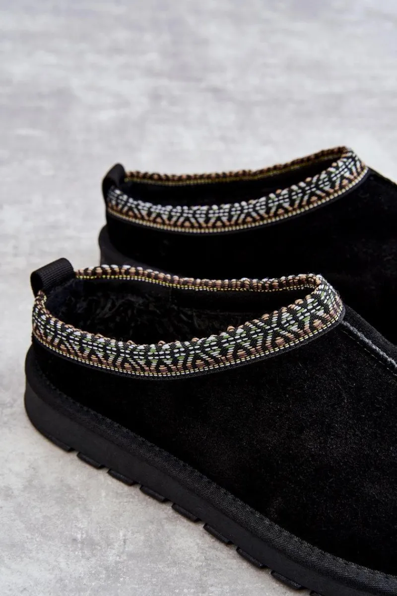 Outlet Zamszowe Damskie Papcie Z Futerkiem Czarne Buffie Damskie Kapcie Klasyczne