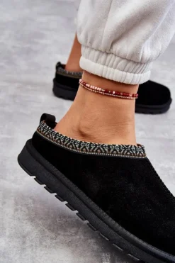 Outlet Zamszowe Damskie Papcie Z Futerkiem Czarne Buffie Damskie Kapcie Klasyczne