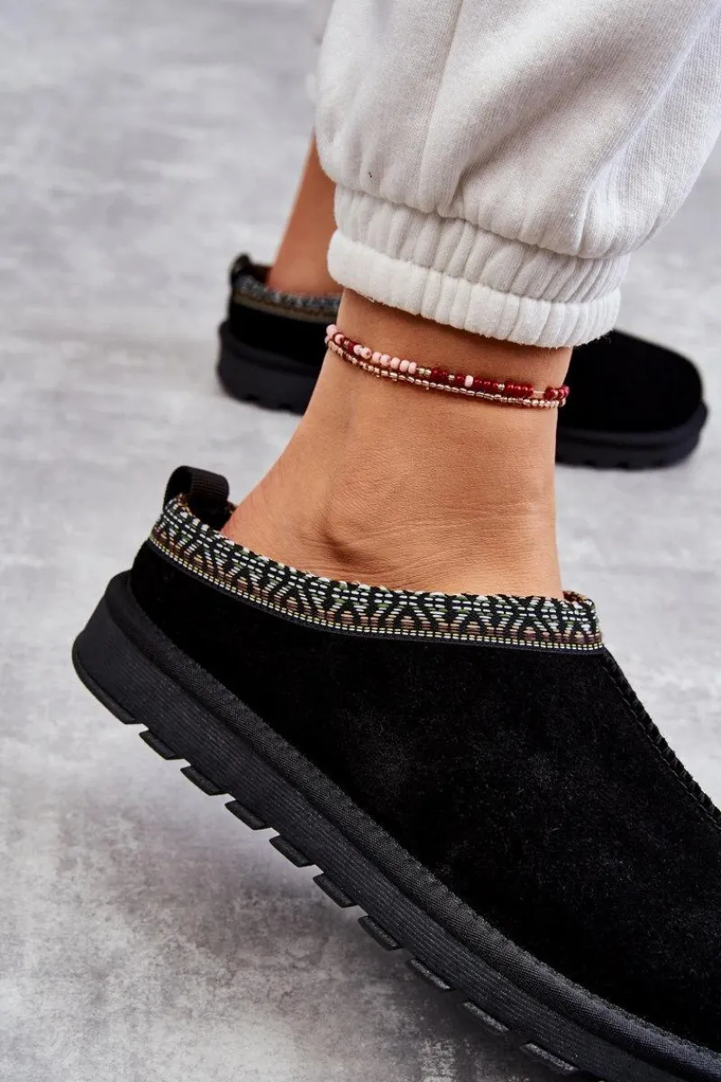 Outlet Zamszowe Damskie Papcie Z Futerkiem Czarne Buffie Damskie Kapcie Klasyczne