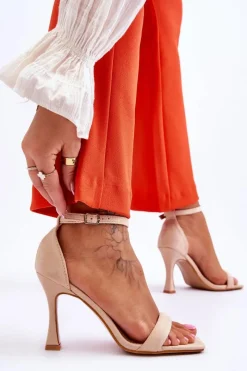 Boto Zamszowe Damskie Sandały Na Obcasie Beżowe Rousses