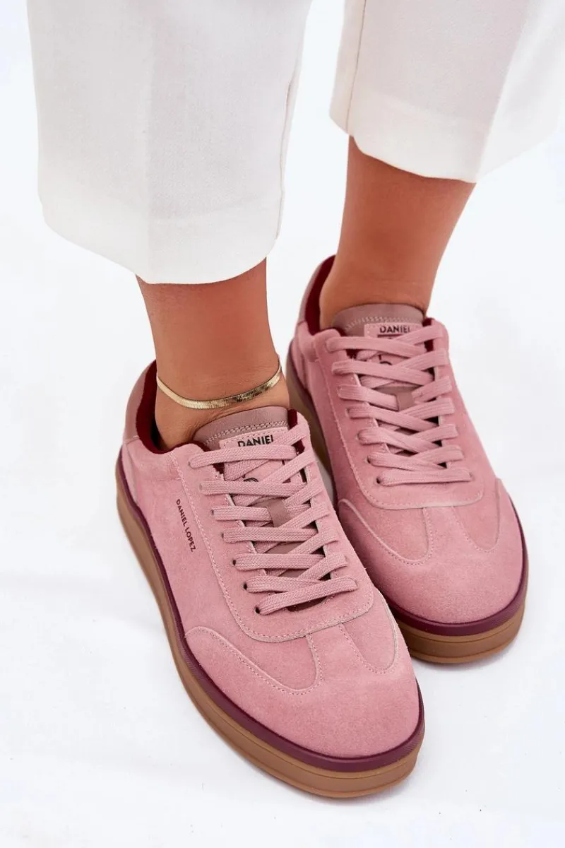 Clearance Zamszowe Damskie Sneakersy SS2D4010 Różowe Damskie Buty Sportowe Na Platformie|Sneakersy Damskie