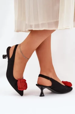 New Zamszowe Eleganckie Czółenka Na Szpilce 4666 Czarne Damskie Szpilki Zamszowe|Czółenka Zamszowe