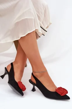 New Zamszowe Eleganckie Czółenka Na Szpilce 4666 Czarne Damskie Szpilki Zamszowe|Czółenka Zamszowe