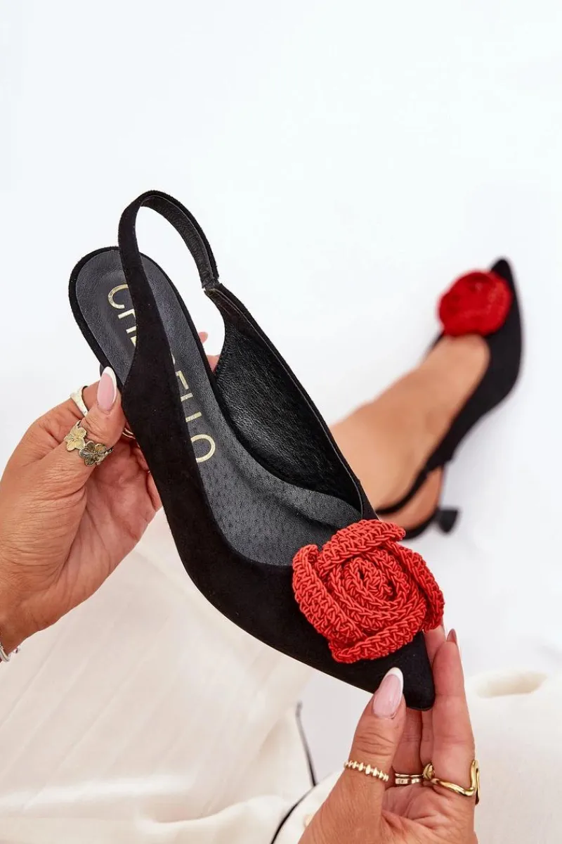 New Zamszowe Eleganckie Czółenka Na Szpilce 4666 Czarne Damskie Szpilki Zamszowe|Czółenka Zamszowe