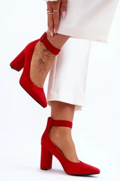 Clearance Boto Zamszowe Eleganckie Czółenka Czerwone Gloria