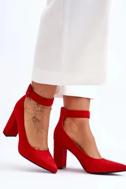 Clearance Boto Zamszowe Eleganckie Czółenka Czerwone Gloria