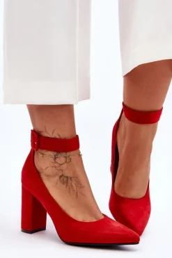 Clearance Boto Zamszowe Eleganckie Czółenka Czerwone Gloria