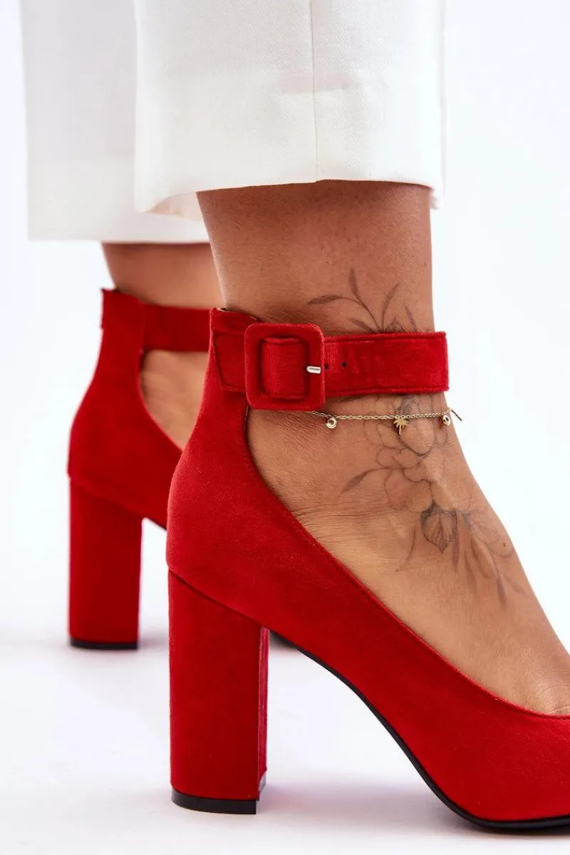 Clearance Boto Zamszowe Eleganckie Czółenka Czerwone Gloria