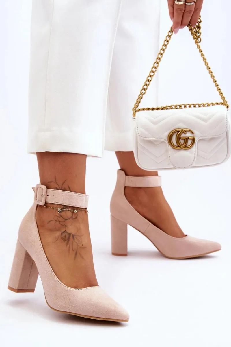 Czółenka Zamszowe|Czółenka Na Słupku>Boto Zamszowe Eleganckie Czółenka Beżowe Gloria