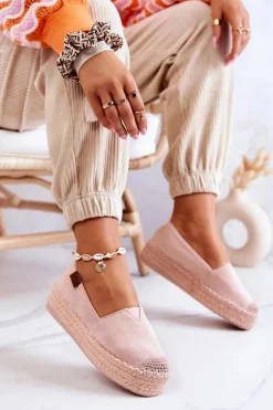 Boto Zamszowe Espadryle Wsuwane Różowe Lesley