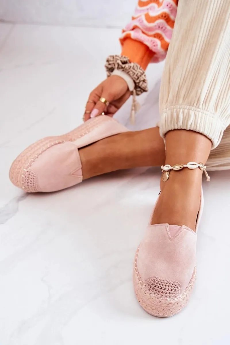 Boto Zamszowe Espadryle Wsuwane Różowe Lesley