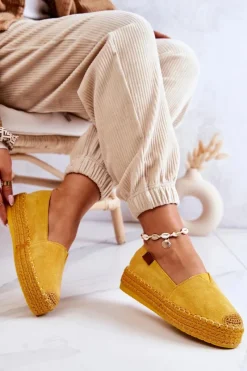 Sale Boto Zamszowe Espadryle Wsuwane Żółte Lesley