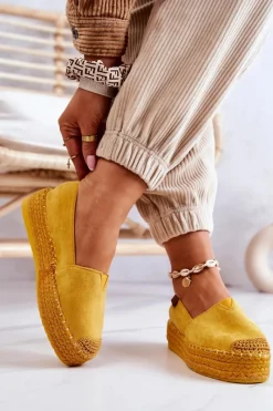 Sale Boto Zamszowe Espadryle Wsuwane Żółte Lesley