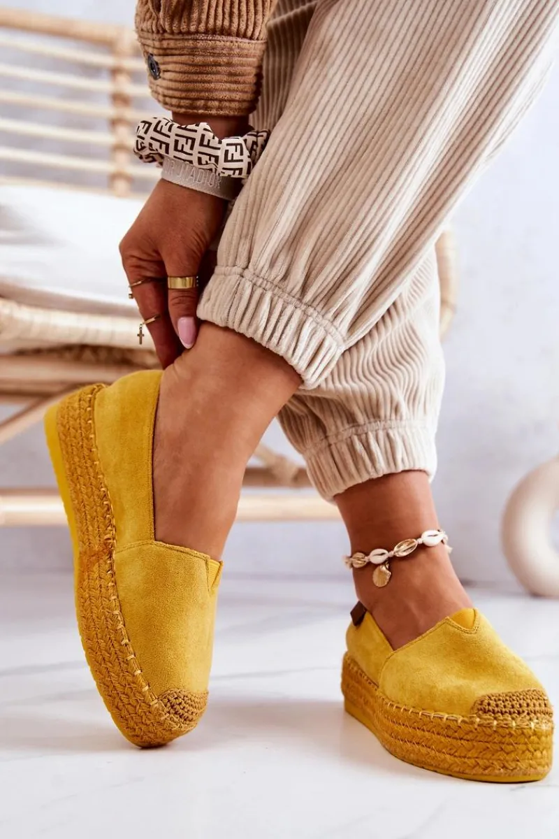 Sale Boto Zamszowe Espadryle Wsuwane Żółte Lesley