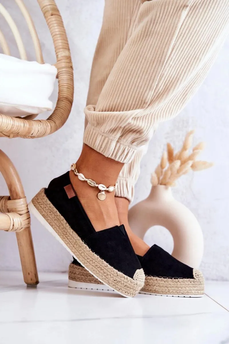 Best Zamszowe Espadryle Wsuwane Czarne Lesley Damskie Czarne Espadryle