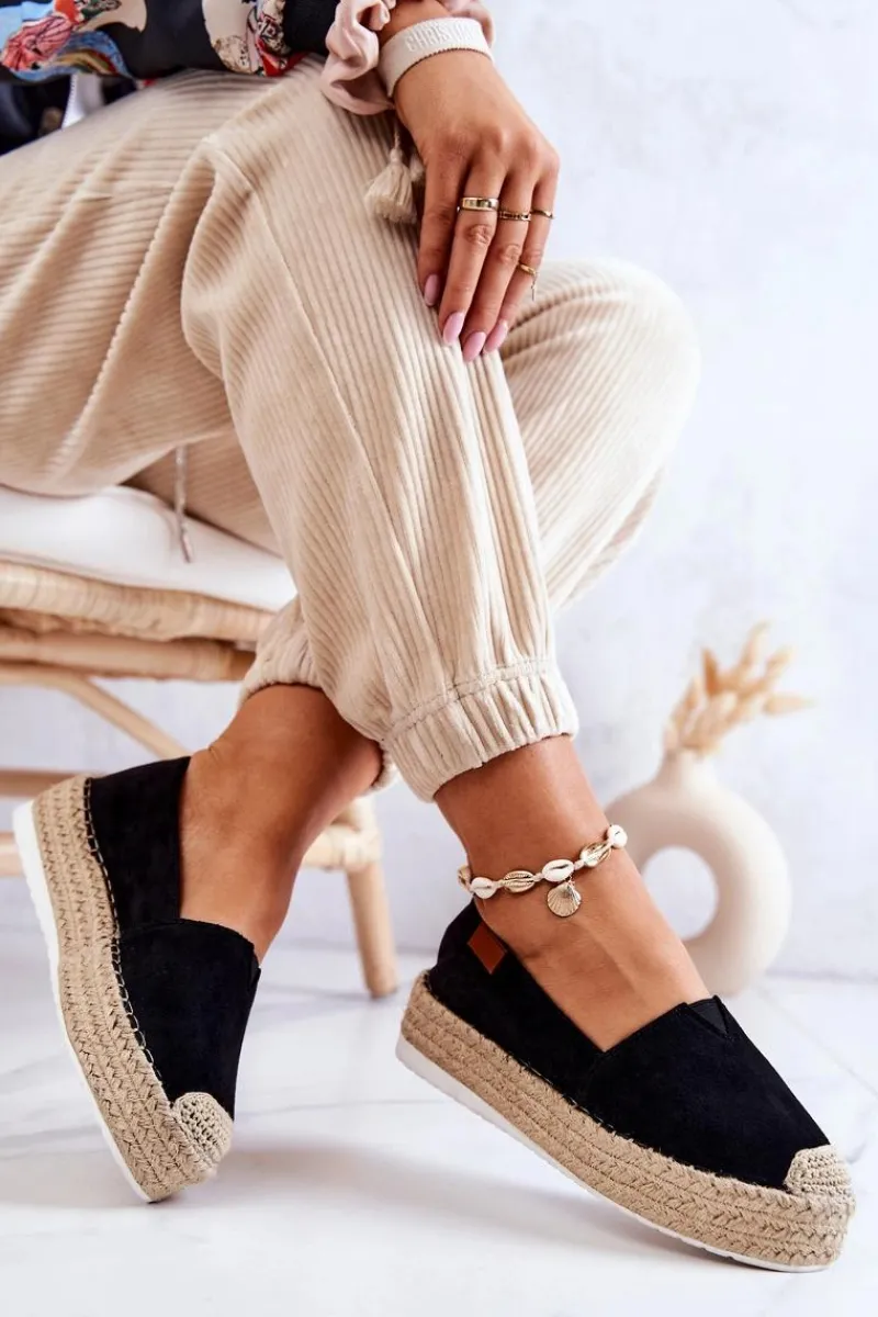 Best Zamszowe Espadryle Wsuwane Czarne Lesley Damskie Czarne Espadryle