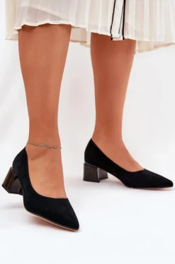 Best Buty damskie Vinceza Zamszowe Gładkie Czółenka Ze Szpiczastymi Noskami Vinceza 66736 Czarne Czarny