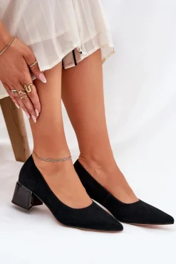 Best Buty damskie Vinceza Zamszowe Gładkie Czółenka Ze Szpiczastymi Noskami Vinceza 66736 Czarne Czarny