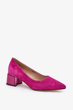 Zamszowe Gładkie Czółenka Ze Szpiczastymi Noskami Vinceza 66736 Fuksja Damskie Czółenka Zamszowe|Czółenka Na Słupku