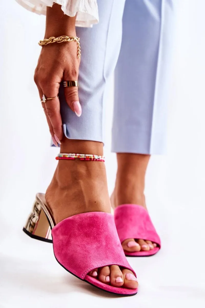 Best Zamszowe Klapki Damskie Na Obcasie Różowe Perry Damskie Klapki Na Obcasie|Klapki Damskie Klasyczne