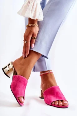 Best Zamszowe Klapki Damskie Na Obcasie Różowe Perry Damskie Klapki Na Obcasie|Klapki Damskie Klasyczne