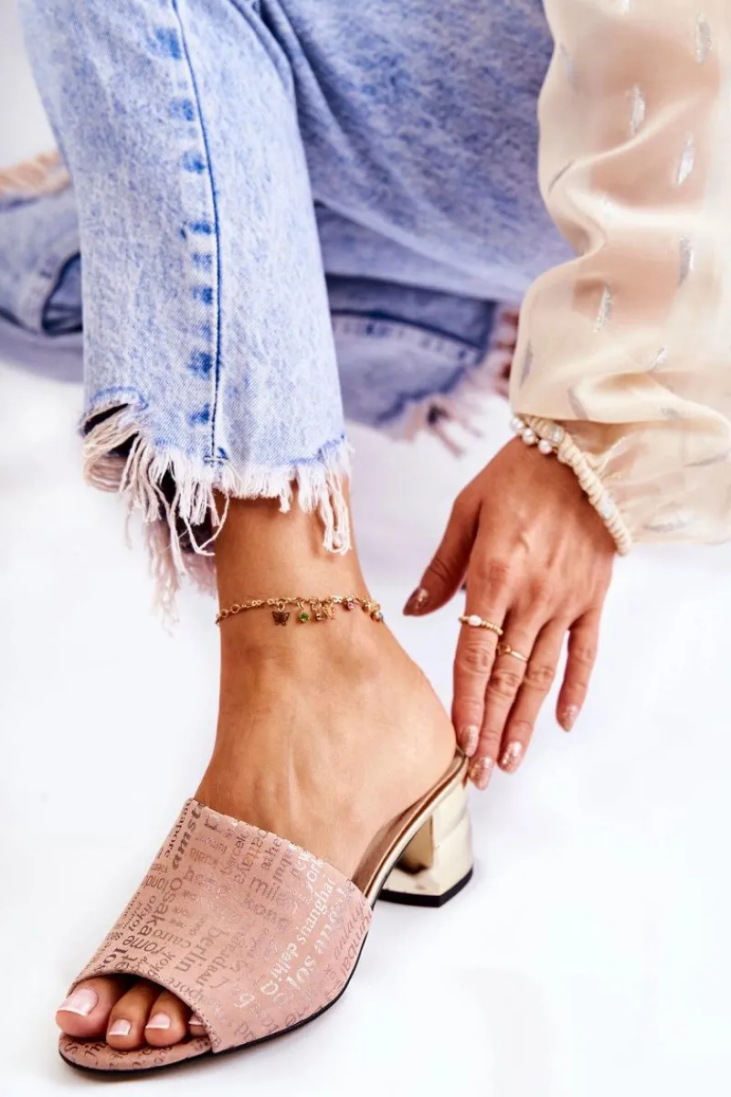 Boto Zamszowe Klapki Damskie Na Obcasie Jasnoróżowe Perry