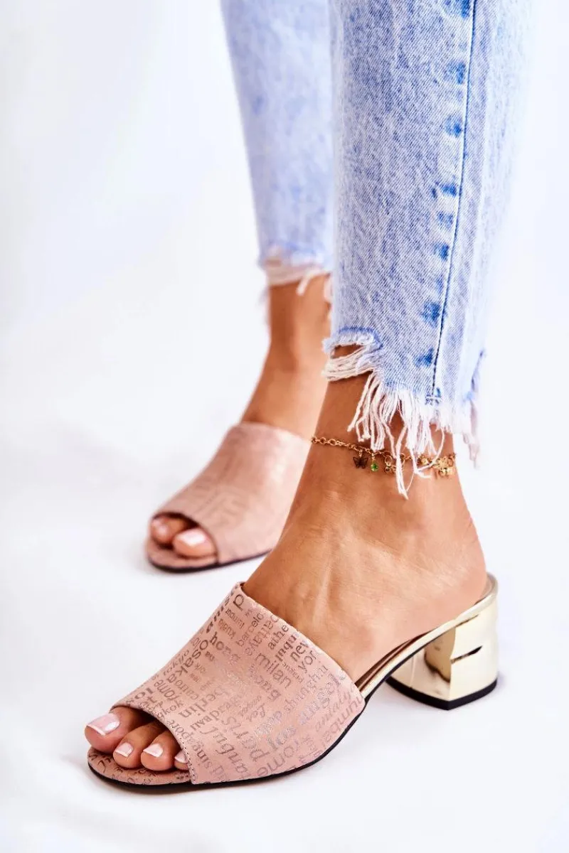 Boto Zamszowe Klapki Damskie Na Obcasie Jasnoróżowe Perry