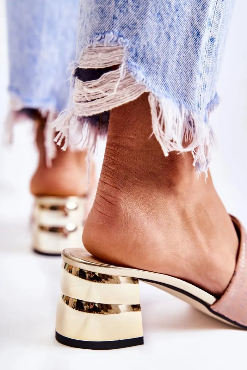 Boto Zamszowe Klapki Damskie Na Obcasie Jasnoróżowe Perry