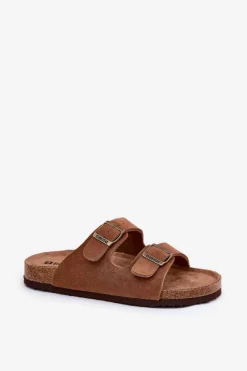 Best Zamszowe Klapki Damskie Z Klamrami Big Star RR274A394 Brązowe Damskie Klapki Damskie Big Star|Klapki Damskie Klasyczne