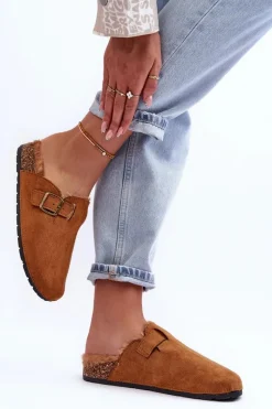 Online Zamszowe Klapki Damskie Z Futerkiem Brązowe Haidamia Damskie Klapki Korkowe|Klapki Na Platformie