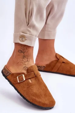 Hot Boto Zamszowe Klapki Na Korkowej Platformie Camel Vellma