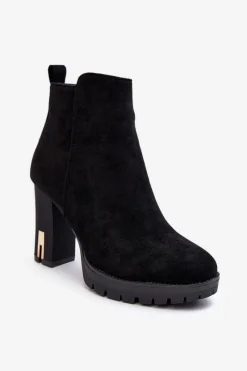 Botki Wiosenne|Botki Na Słupku>Boto Zamszowe Klasyczne Botki Na Obcasie Czarne Amy