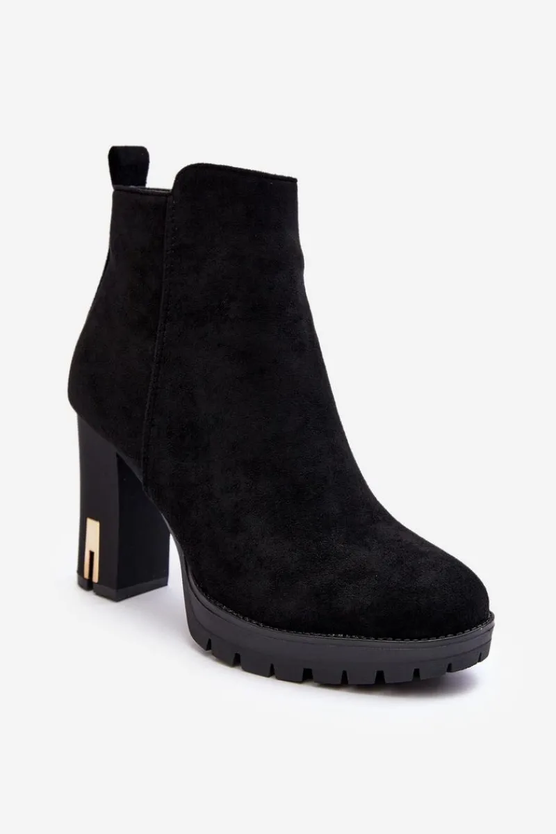 Botki Wiosenne|Botki Na Słupku>Boto Zamszowe Klasyczne Botki Na Obcasie Czarne Amy