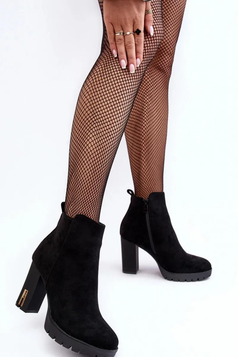 Botki Wiosenne|Botki Na Słupku>Boto Zamszowe Klasyczne Botki Na Obcasie Czarne Amy