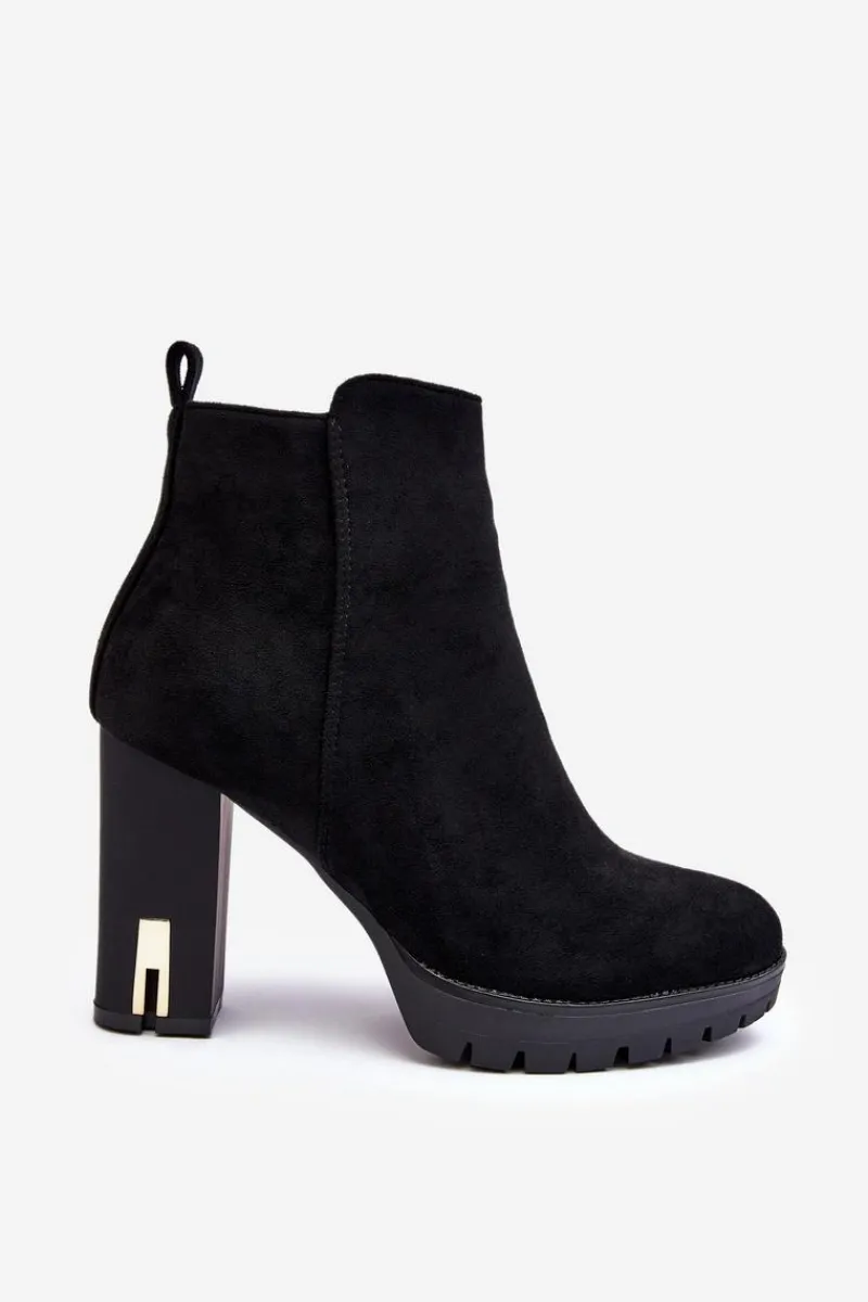 Botki Wiosenne|Botki Na Słupku>Boto Zamszowe Klasyczne Botki Na Obcasie Czarne Amy