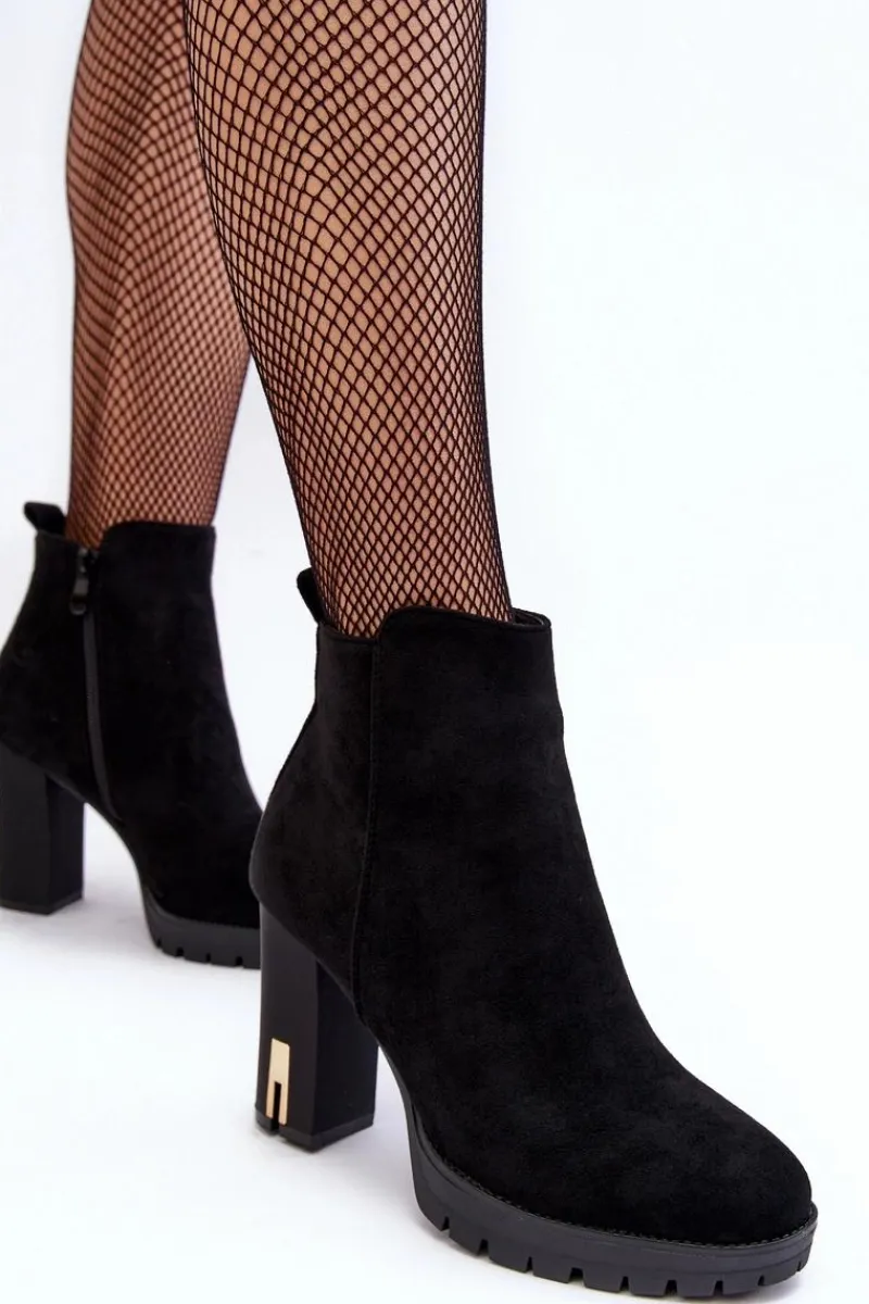 Botki Wiosenne|Botki Na Słupku>Boto Zamszowe Klasyczne Botki Na Obcasie Czarne Amy