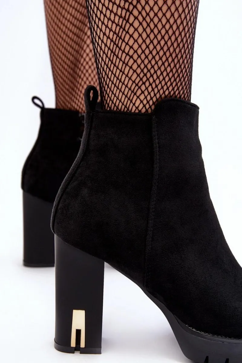 Botki Wiosenne|Botki Na Słupku>Boto Zamszowe Klasyczne Botki Na Obcasie Czarne Amy