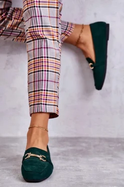 New Zamszowe Klasyczne Mokasyny Zielone Roddie Damskie Mokasyny Damskie Zamszowe