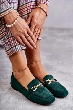New Zamszowe Klasyczne Mokasyny Zielone Roddie Damskie Mokasyny Damskie Zamszowe