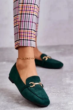 New Zamszowe Klasyczne Mokasyny Zielone Roddie Damskie Mokasyny Damskie Zamszowe