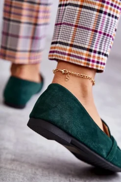 New Zamszowe Klasyczne Mokasyny Zielone Roddie Damskie Mokasyny Damskie Zamszowe