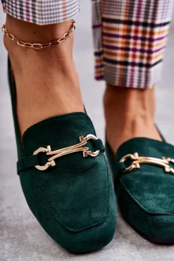 New Zamszowe Klasyczne Mokasyny Zielone Roddie Damskie Mokasyny Damskie Zamszowe