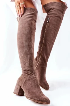 Kozaki Wiosenne|Kozaki Za Kolano>Boto Zamszowe Kozaki Brązowe Nicole 2582