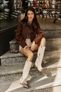 Best Zazoo Zamszowe Kozaki Damskie Przed Kolano Lewski 3615 Cappucino Beżowy