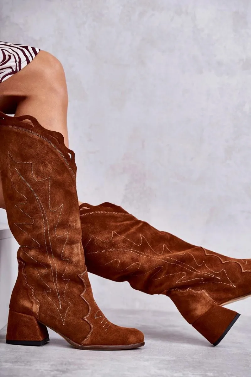 Online Boto Zamszowe Kozaki Do Kolana Brązowe Andreia