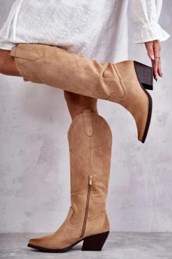 Kozaki Wiosenne|Kozaki Przed Kolano></noscript>Boto Zamszowe Kozaki Kowbojki Beżowe Casey