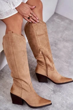 Kozaki Wiosenne|Kozaki Przed Kolano></noscript>Boto Zamszowe Kozaki Kowbojki Beżowe Casey