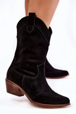 Discount Boto Zamszowe Kozaki Kowbojki Lewski Shoes 3198 Czarne