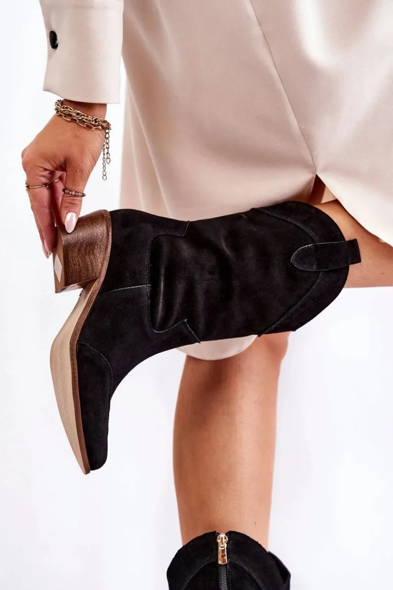 Discount Boto Zamszowe Kozaki Kowbojki Lewski Shoes 3198 Czarne