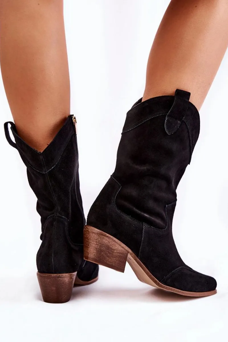 Discount Boto Zamszowe Kozaki Kowbojki Lewski Shoes 3198 Czarne